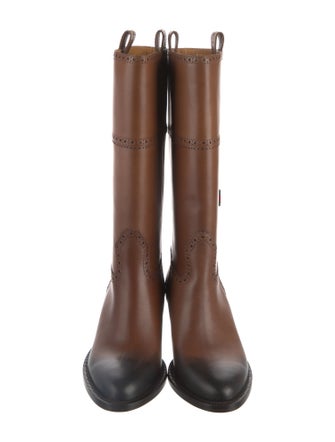 Gucci Leather Lasercut Accents Riding Boots