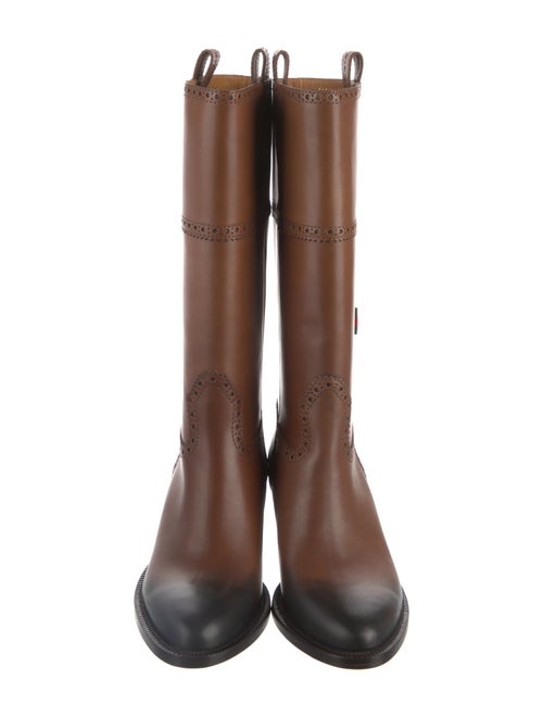 Gucci Leather Lasercut Accents Riding Boots