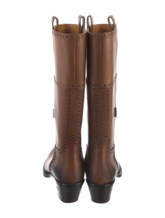 Gucci Leather Lasercut Accents Riding Boots