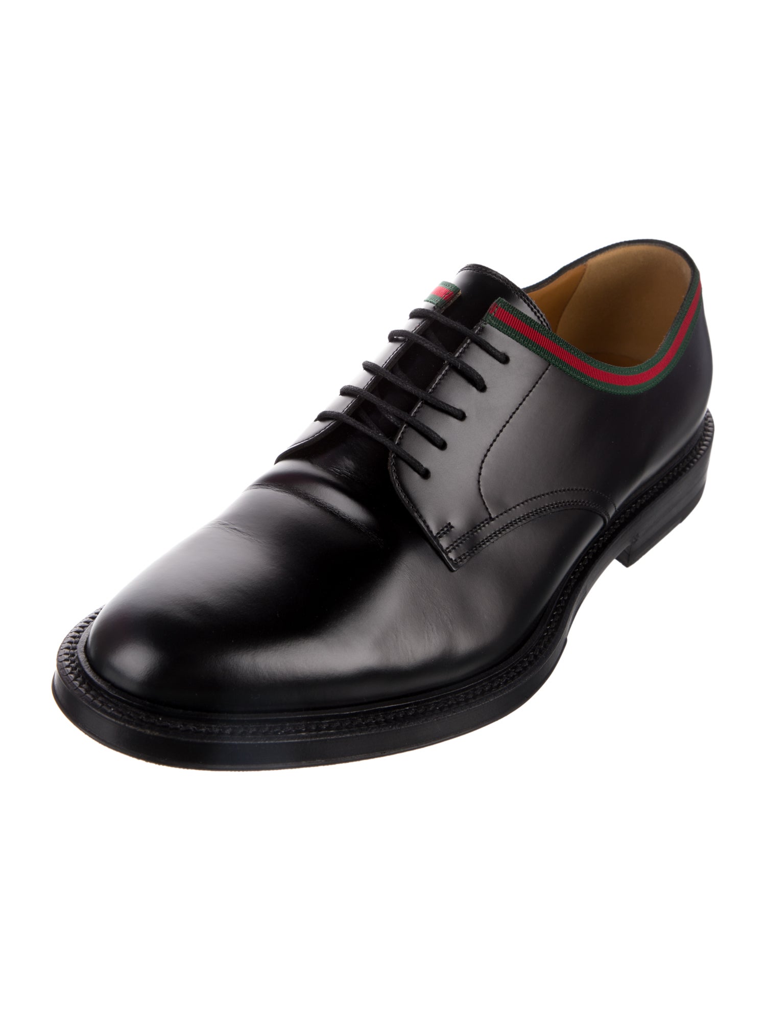 Gucci Web Accent Leather Derby Shoes