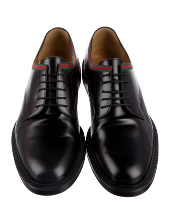 Gucci Web Accent Leather Derby Shoes
