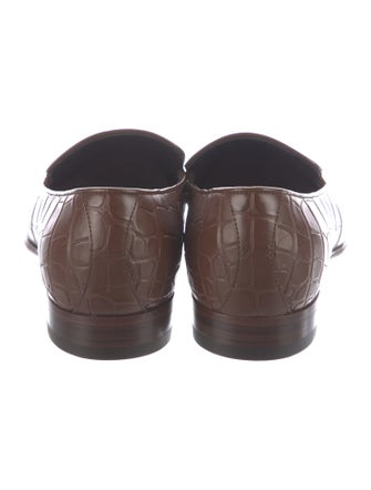 Gucci Interlocking G Logo Crocodile Dress Loafers