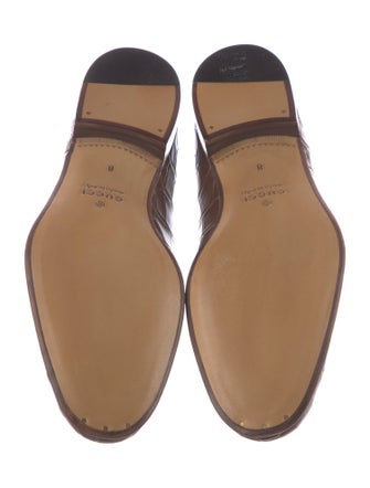 Gucci Interlocking G Logo Crocodile Dress Loafers