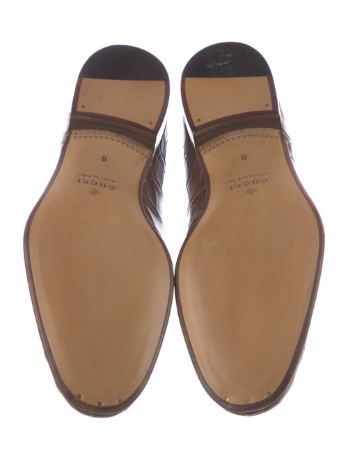 Gucci Interlocking G Logo Crocodile Dress Loafers