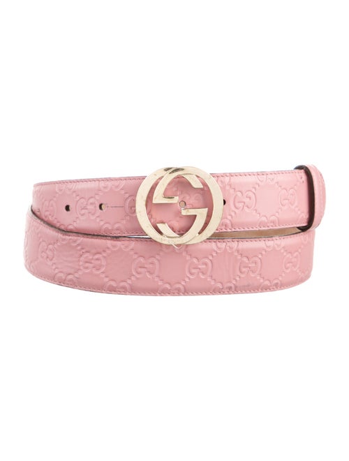 Gucci Interlocking G Logo Embossed Leather Belt