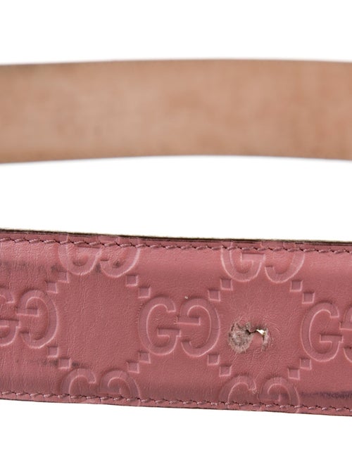 Gucci Interlocking G Logo Embossed Leather Belt