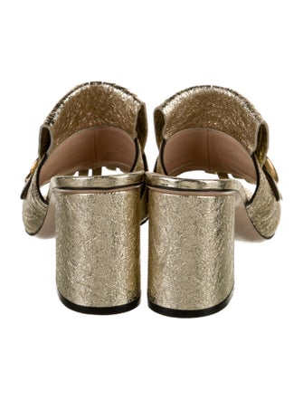 Gucci Double G Logo Leather Slides