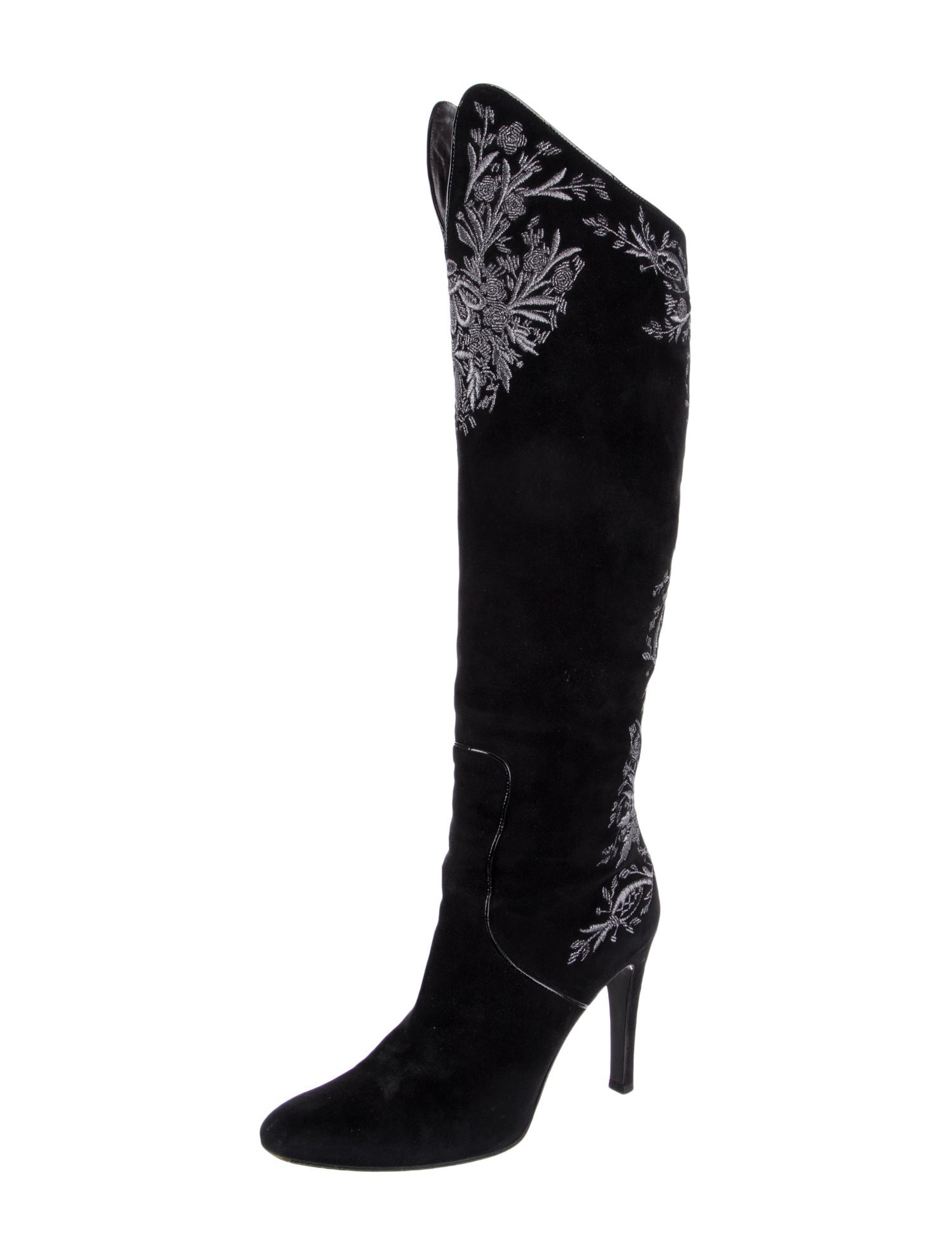 Gucci Suede Patterned Riding Boots