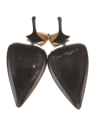 Gucci Patent Leather Chain-Link Accents Slingback Pumps