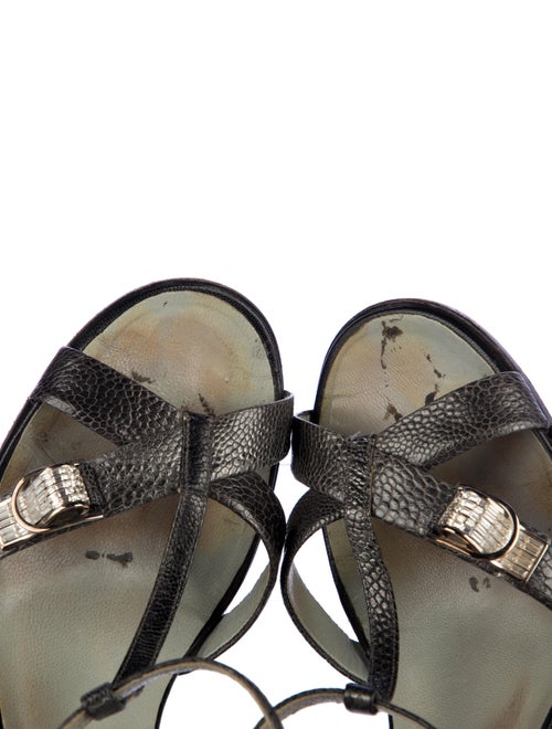 Gucci Leather Animal Print T-Strap Sandals