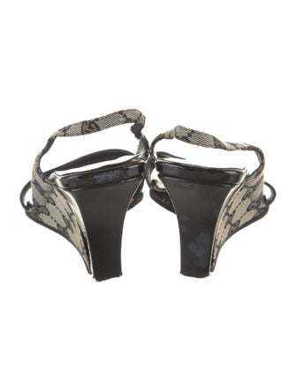 Gucci GG Canvas Patent Leather Slingback Sandals