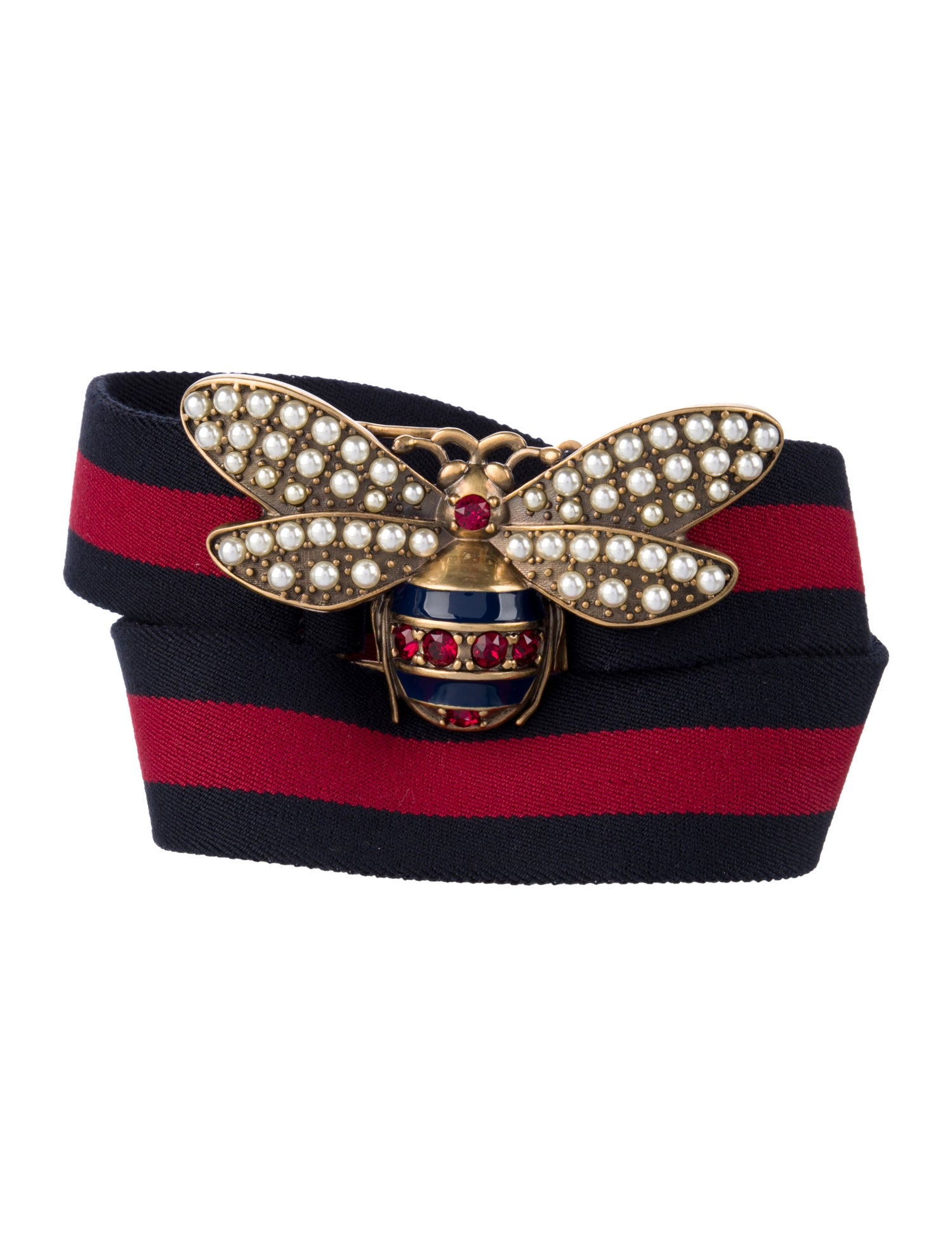 Gucci Canvas Crystal Embellishments Belt