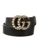 Gucci Faux Pearl Accents Leather Belt