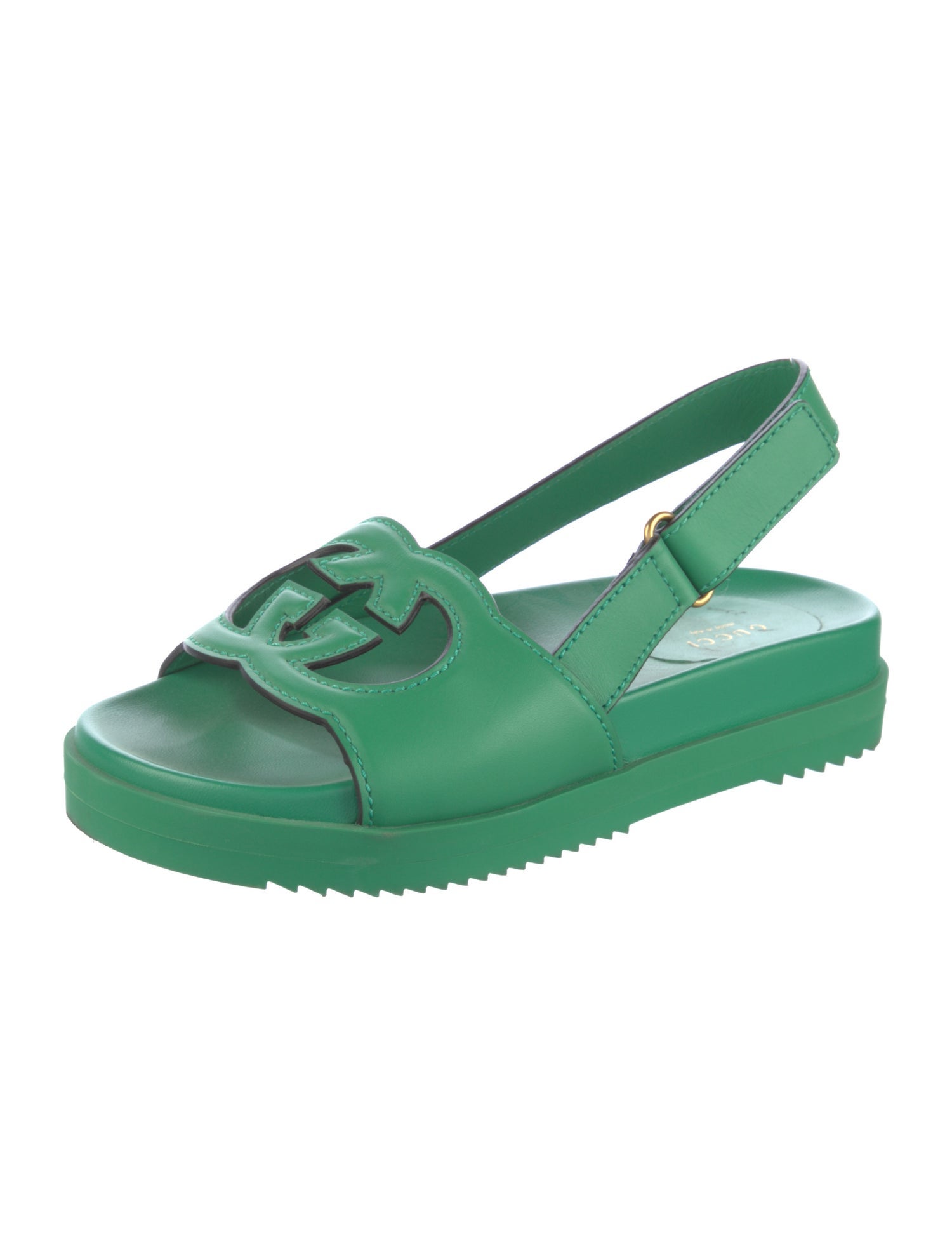 Gucci Interlocking G Logo Leather Slingback Sandals