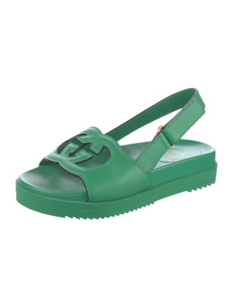 Gucci Interlocking G Logo Leather Slingback Sandals