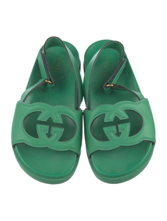 Gucci Interlocking G Logo Leather Slingback Sandals