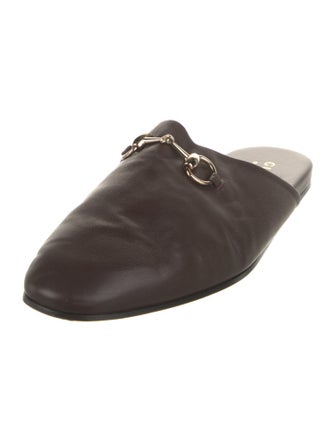 Gucci Horsebit Accent Leather Slippers