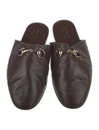 Gucci Horsebit Accent Leather Slippers
