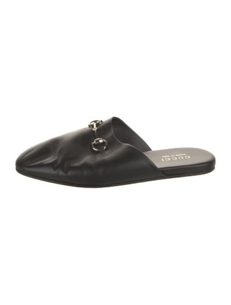 Gucci Horsebit Accent Leather Slippers