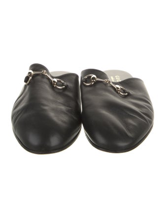 Gucci Horsebit Accent Leather Slippers