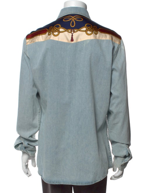 Gucci Double G Logo Long Sleeve Denim Shirt