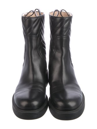 Gucci Double G Logo Leather Moto Boots
