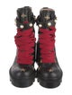 Gucci Faux Pearl Accents Leather Combat Boots