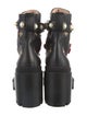 Gucci Faux Pearl Accents Leather Combat Boots