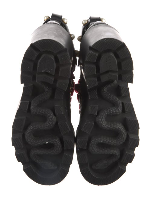 Gucci Faux Pearl Accents Leather Combat Boots