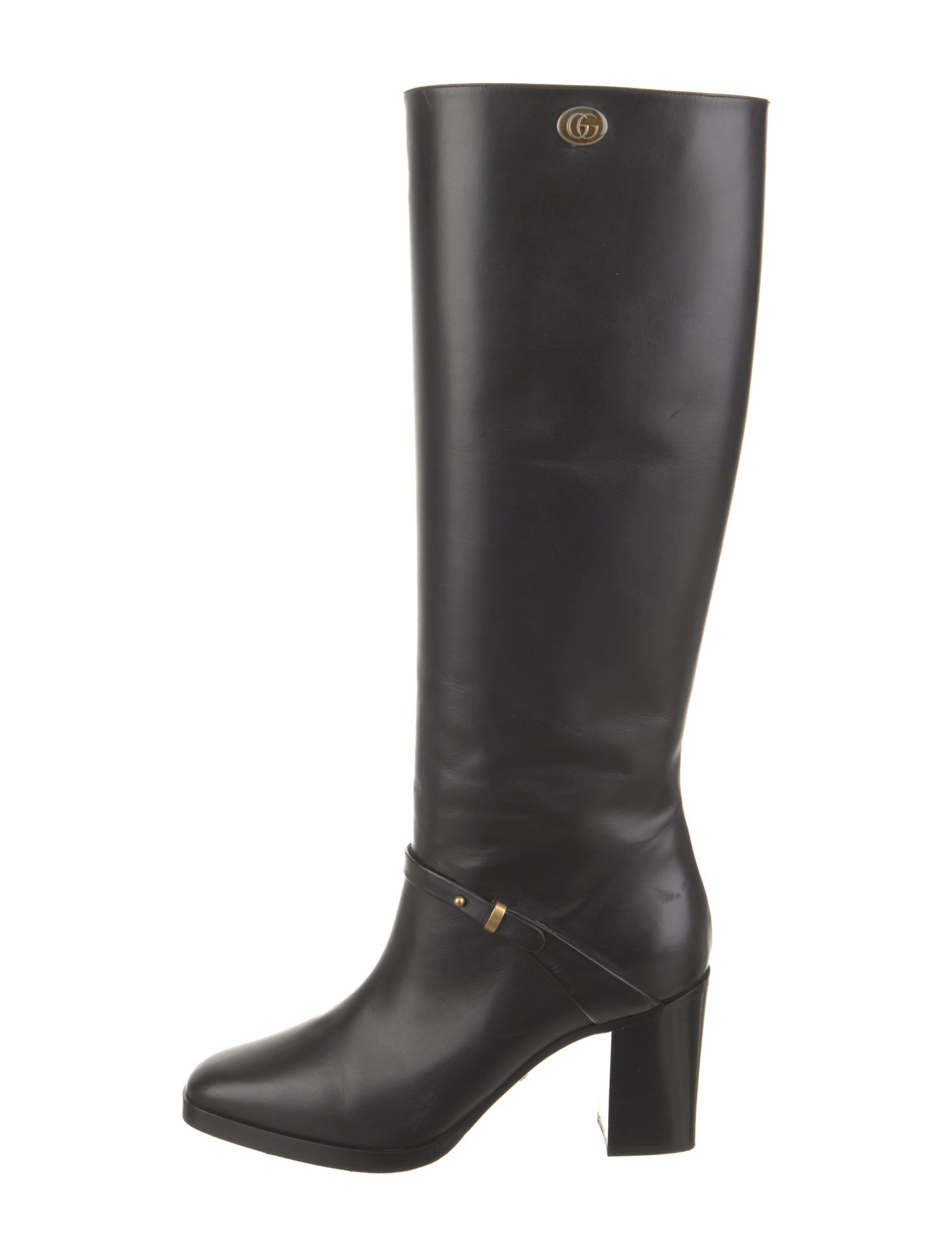 Gucci Double G Logo Leather Riding Boots