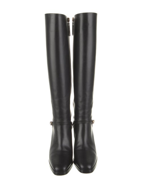 Gucci Double G Logo Leather Riding Boots