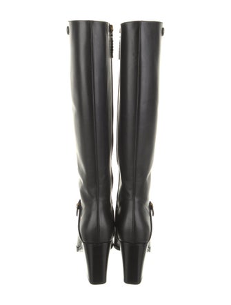 Gucci Double G Logo Leather Riding Boots