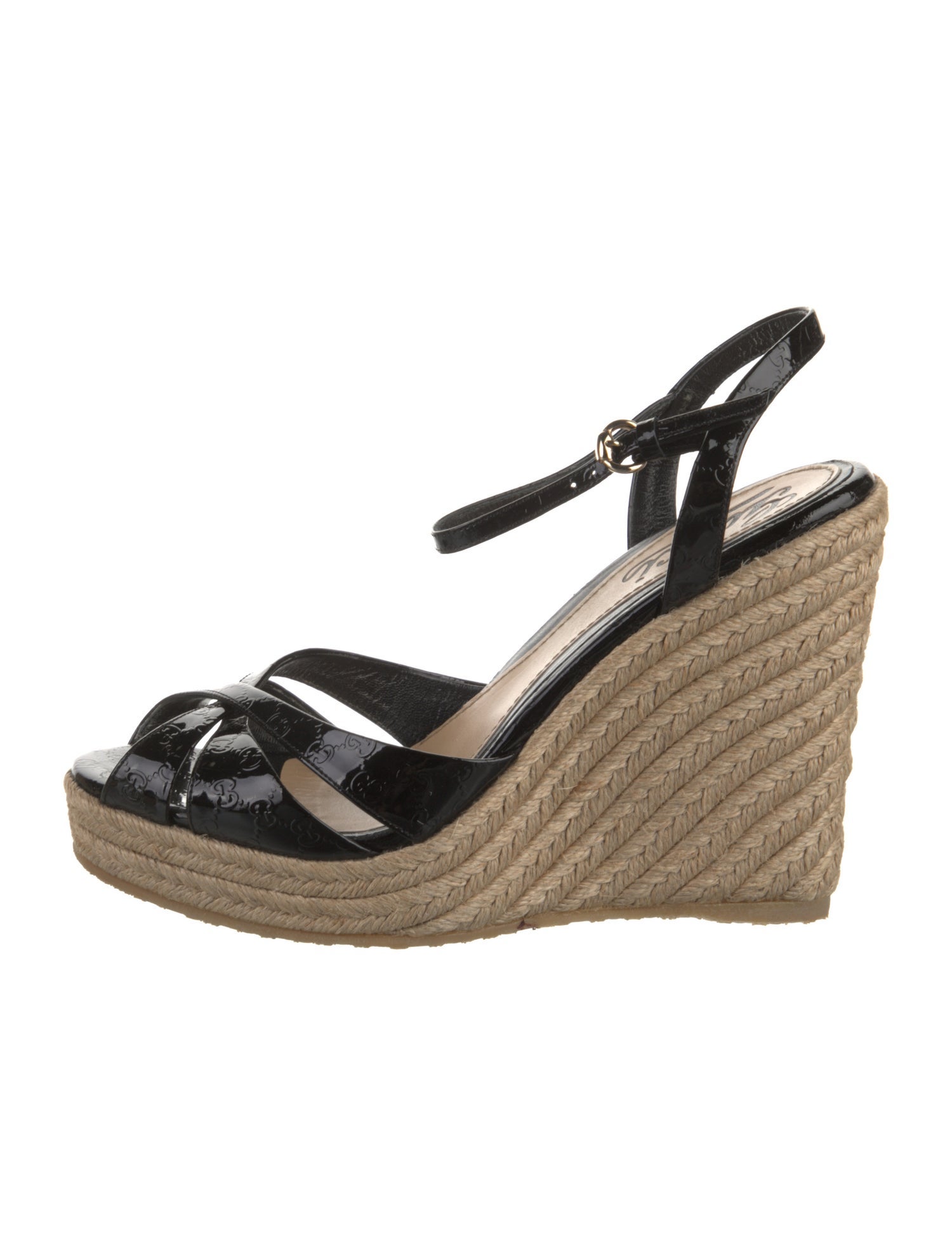 Gucci Micro GG Monogram Patent Leather Espadrilles