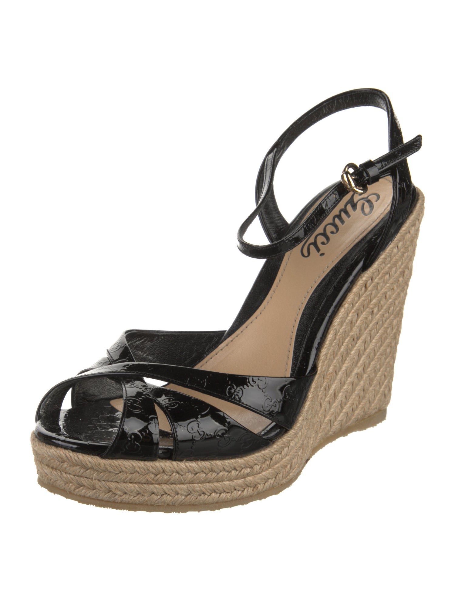 Gucci Micro GG Monogram Patent Leather Espadrilles