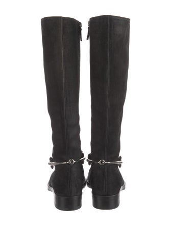 Gucci Horsebit Accent Suede Riding Boots