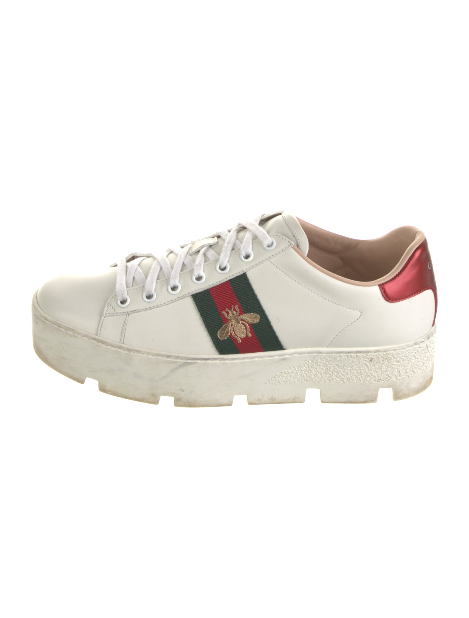 Gucci Web Accent Leather Sneakers