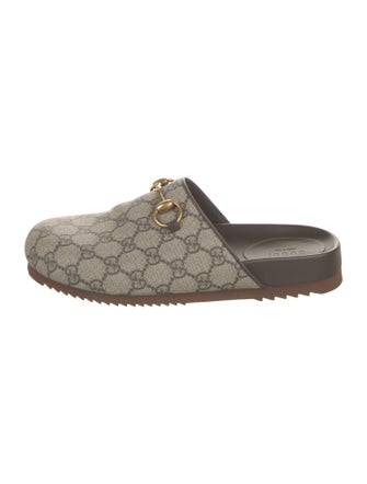Gucci GG Supreme Leather Trim Embellishment Mules