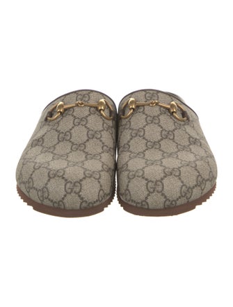 Gucci GG Supreme Leather Trim Embellishment Mules