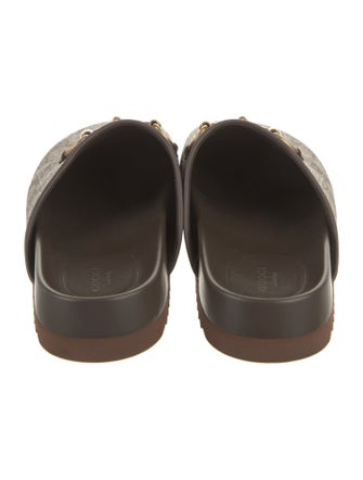 Gucci GG Supreme Leather Trim Embellishment Mules