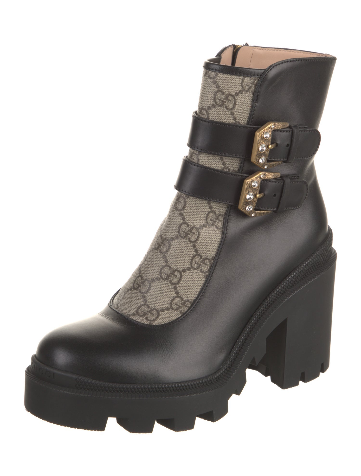 Gucci GG Supreme Leather Combat Boots
