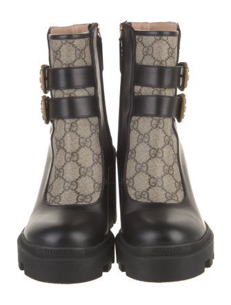Gucci GG Supreme Leather Combat Boots