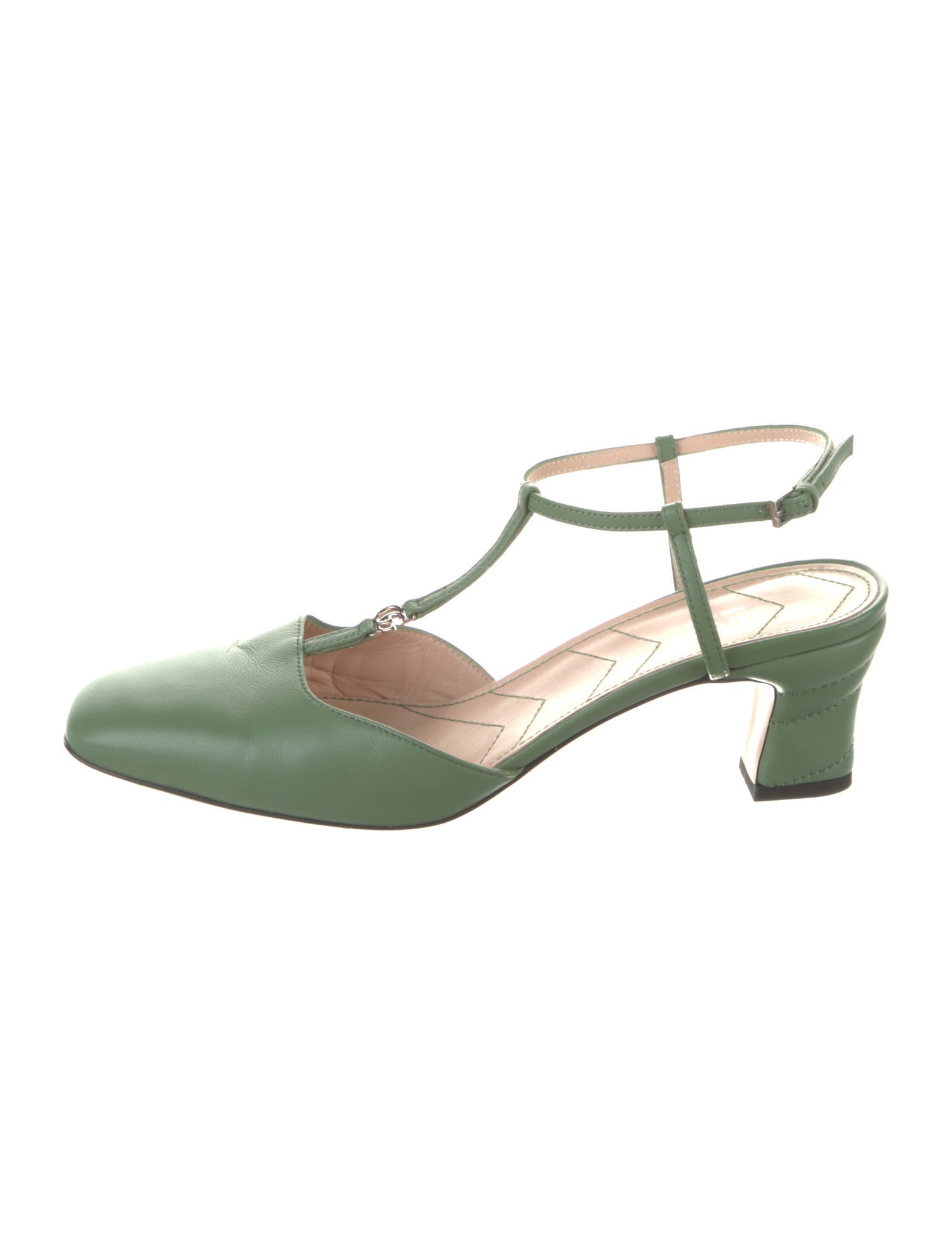 Gucci Double G Logo Leather T-Strap Pumps