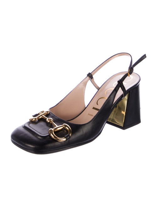 Gucci Horsebit Accent Leather Slingback Pumps