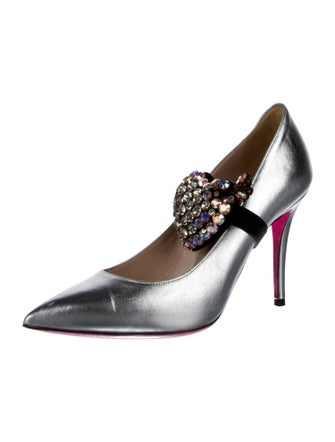 Gucci Leather Crystal Embellishments Pumps
