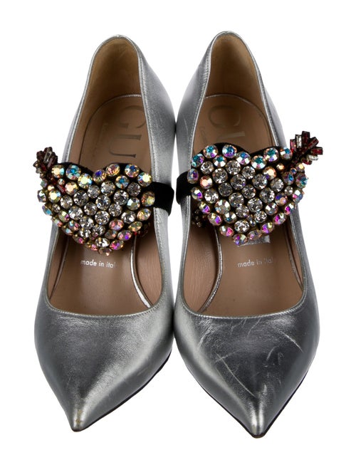 Gucci Leather Crystal Embellishments Pumps