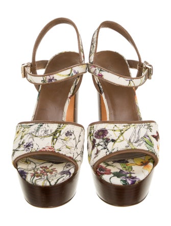 Gucci Flora Print Canvas Slingback Pumps