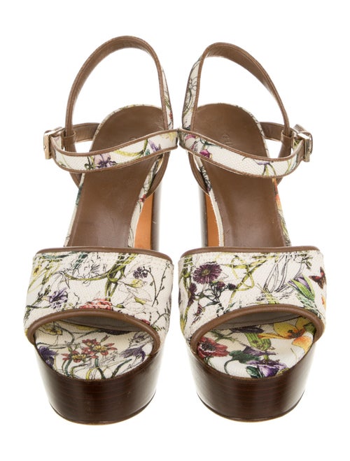 Gucci Flora Print Canvas Slingback Pumps