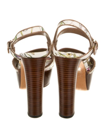 Gucci Flora Print Canvas Slingback Pumps