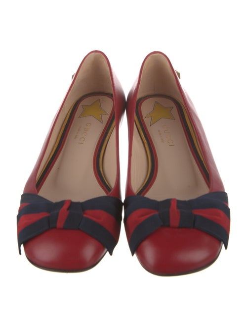 Gucci Sylvie Web Accent Leather Ballet Flats