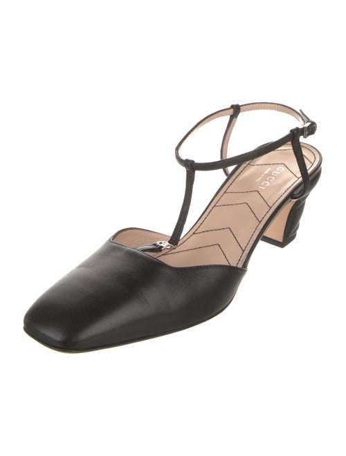 Gucci Double G Logo Leather T-Strap Pumps